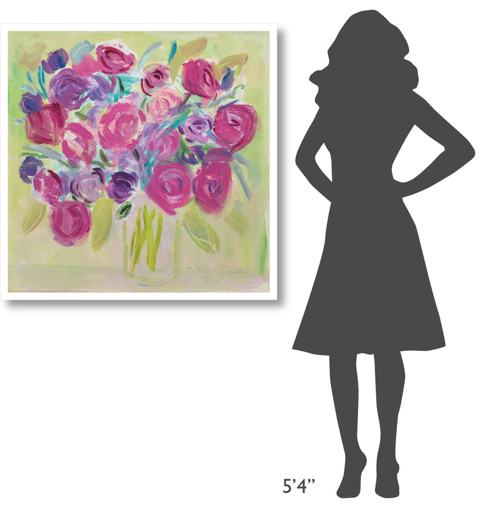 "Pink Roses" Digital Paper Print by Farida Zaman, 38"x38"