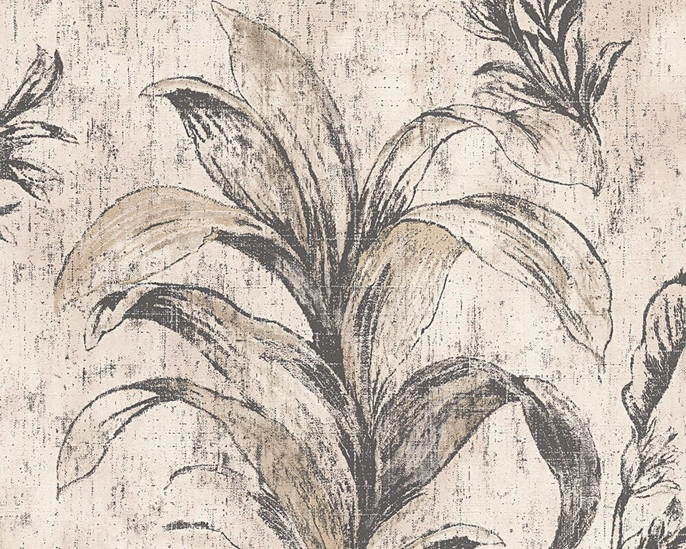 Metropolis 2, Urban Graphic Stripes Floral Plain Light Cream Wallpaper Roll