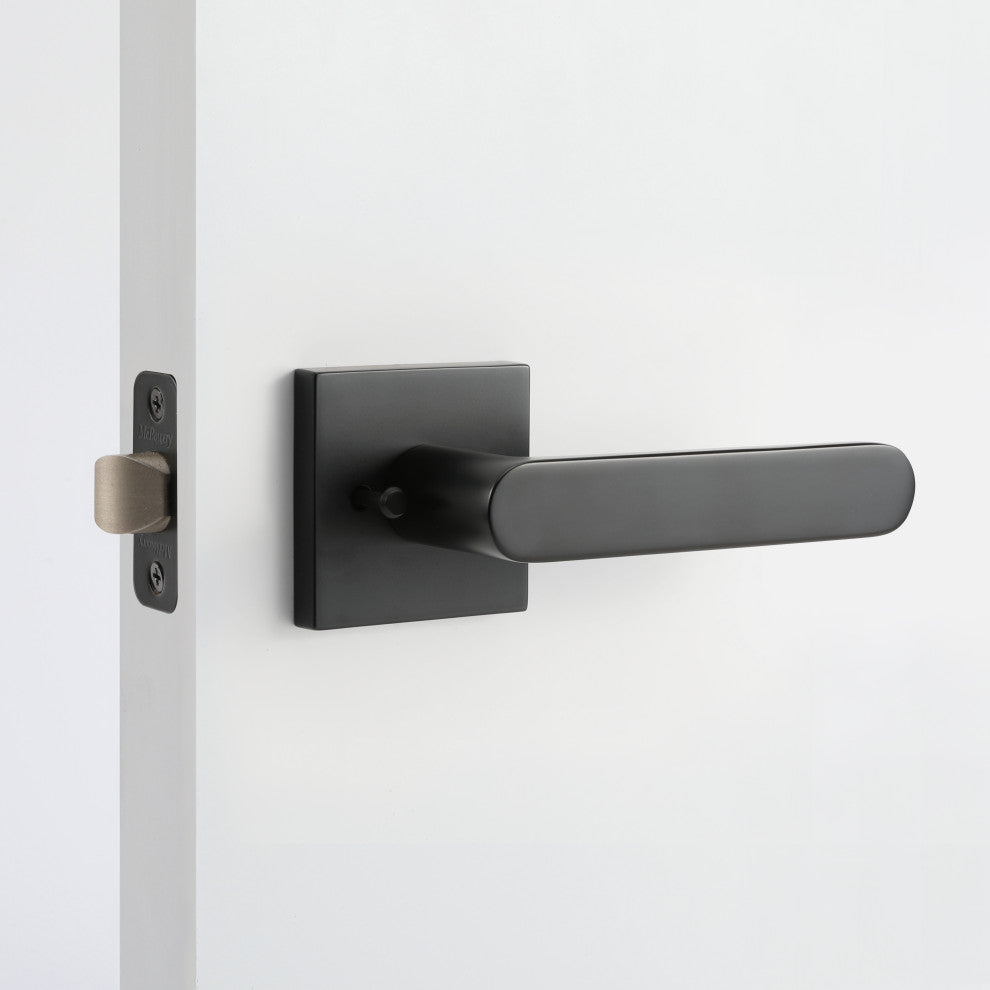 Modern Heavy Duty Designer Door Handle - Chrystie Collection, Matte Black, Privacy Right Hand