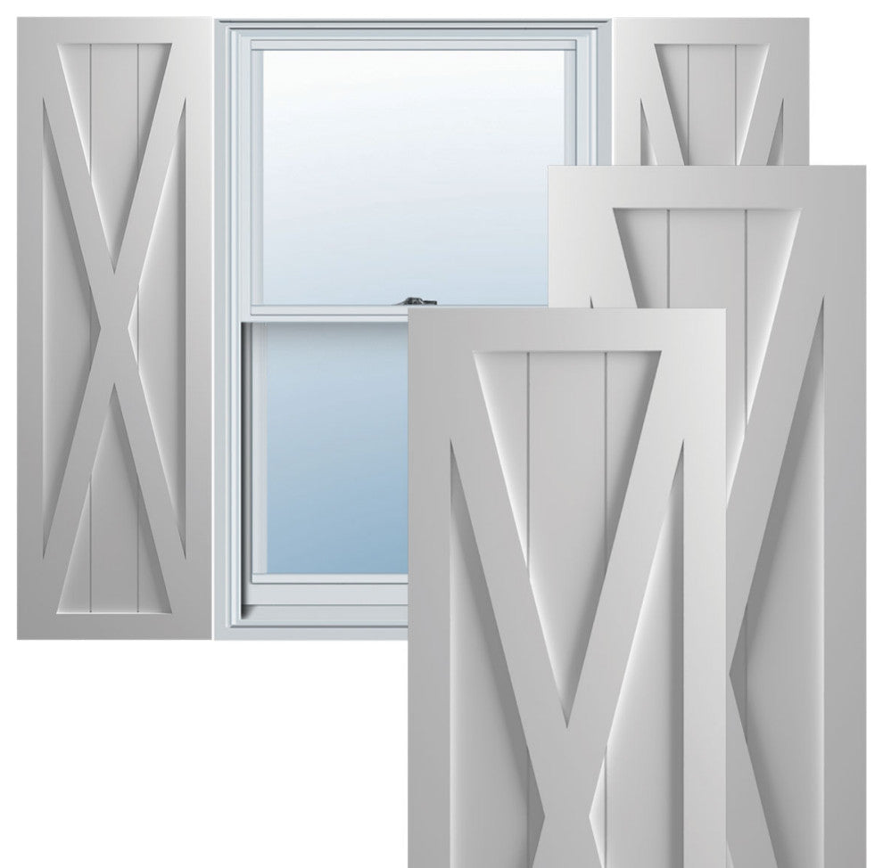 15"W True Fit PVC Single X-Board Farmhouse, Primed, 31"H
