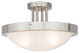 Ceiling Mount With White Alabaster Glass, Brushed Nickel