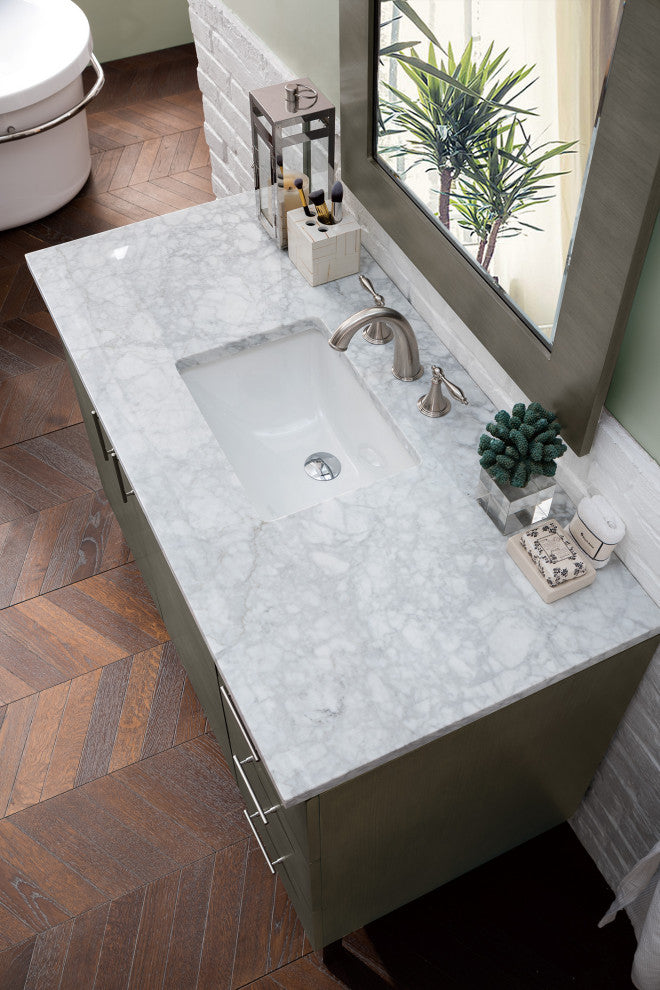James Martin 850-V48-SOK-3CAR 48" Single Vanity with Carrara Marble Top