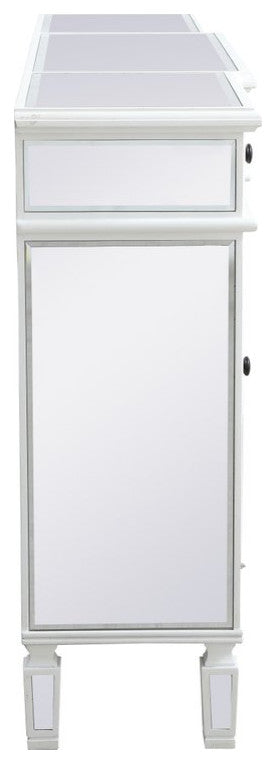 Elegant Decor MF61072AW-F2 Mirrored Credenza With Crystal Fireplace