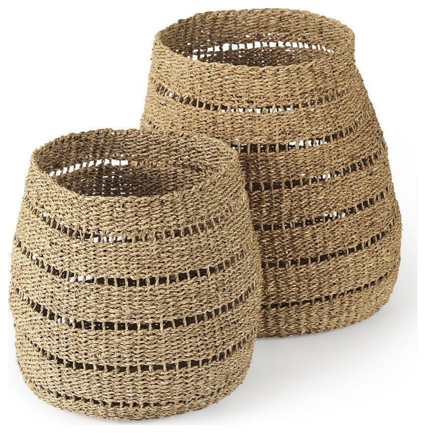 Set of Two Woven Wicker Storage Baskets