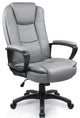 Light Gray Leather Executive Chair With Lumbar Support