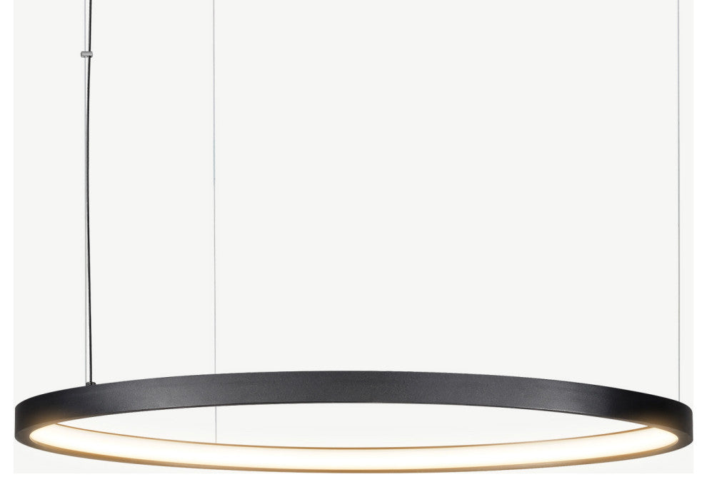 Akari Modern Circular Ring LED Chandelier, Black, 1 Ring Dia 16"
