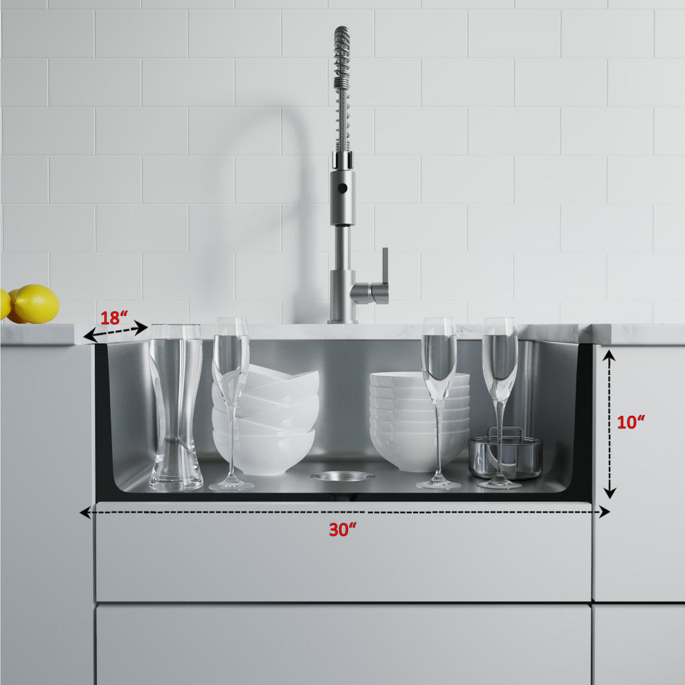 Dowell Undermount Single Bowl Stainless Kitchen Sink - Small Radius, 28w X 16l X 10d