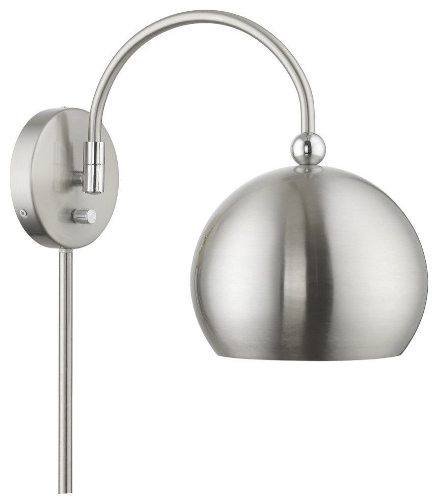Stockton 1 Light Brushed Nickel With Polished Chrome Accents Swing Arm Wall Lamp