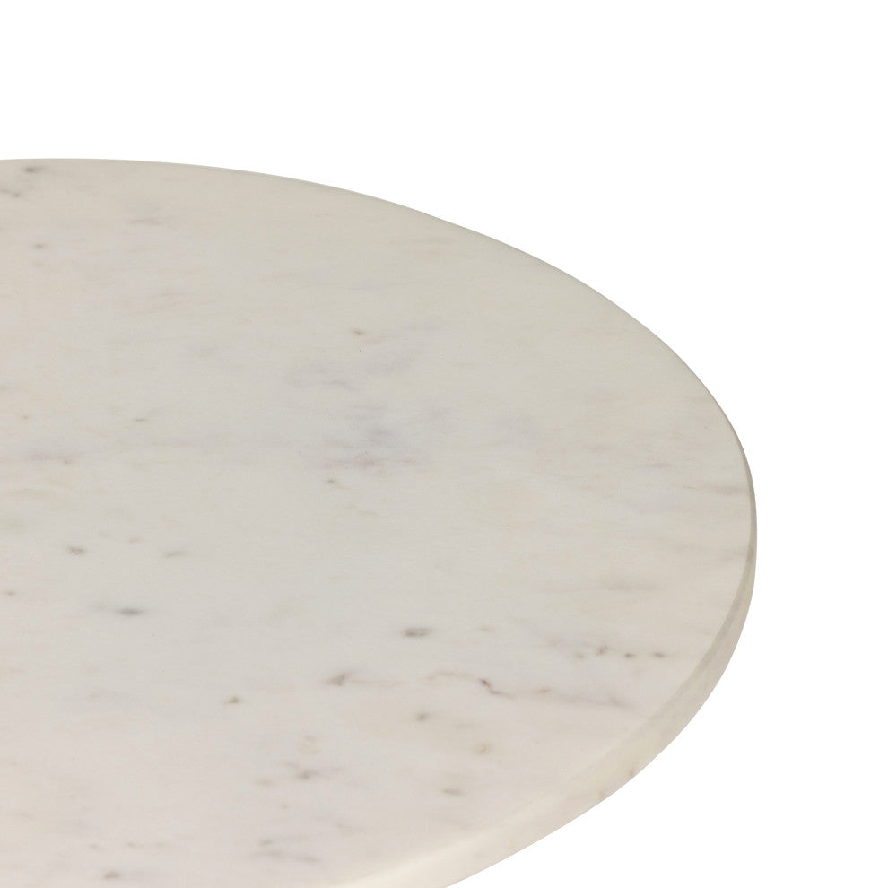 Neda End Table-Polished White Marble