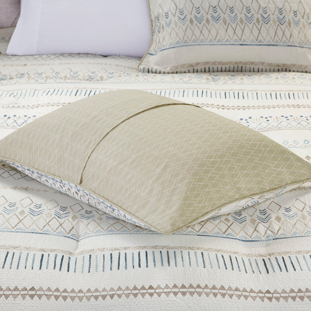 Madison Park Fraser 5 Piece Printed Seersucker Comforter Set With Throw Pillows