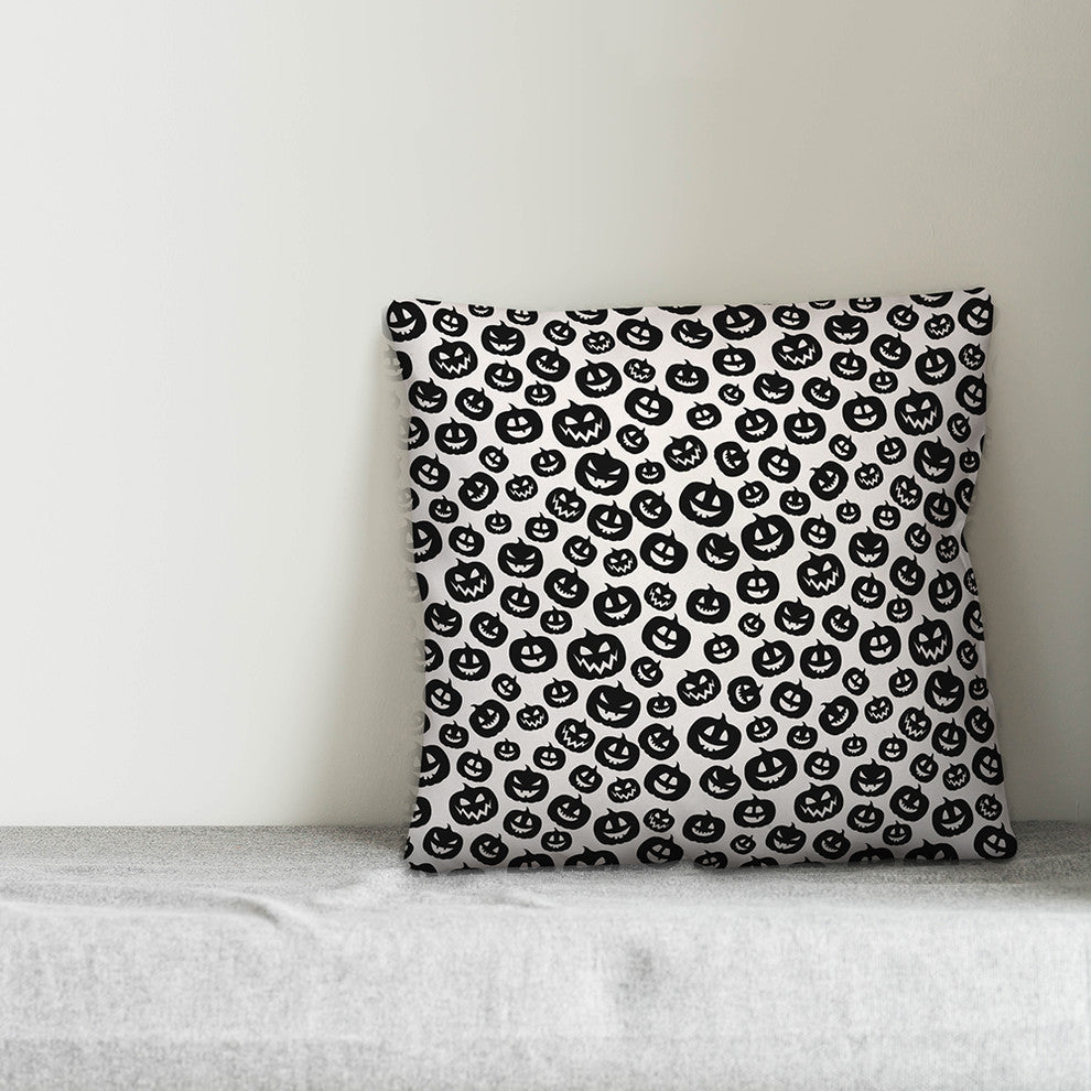 Pumpkin Pattern Black 18"x18" Throw Pillow Cover