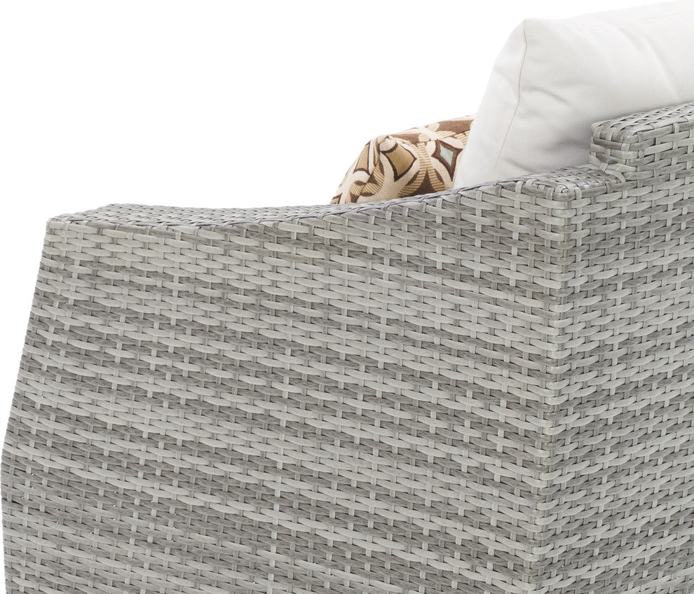 Cannes 6 Piece Sunbrella Outdoor Love and Club Seating Set, Moroccan Cream