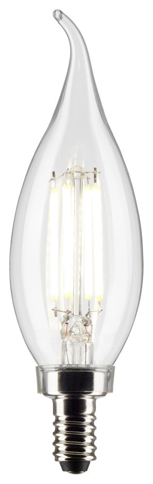 5.5W CA10 LED, Clear, Candelabra Base, 2700K, 500 Lumens, 120V, 2-Pack