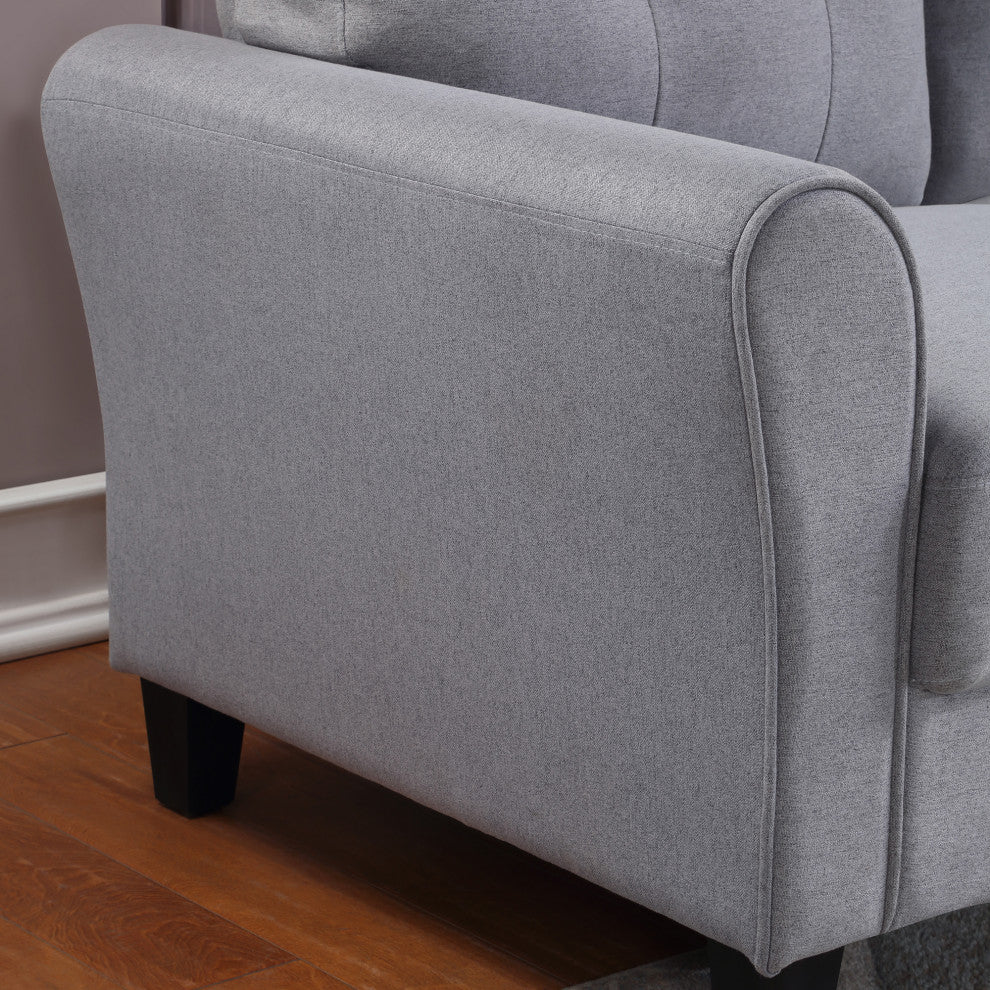 TATEUS 35" Armchair in Light Grey-Blue Linen Upholstery for Home or Office