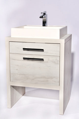 Montreal Oak Bathroom Vanity, White Natural Oak, 32", With Sink