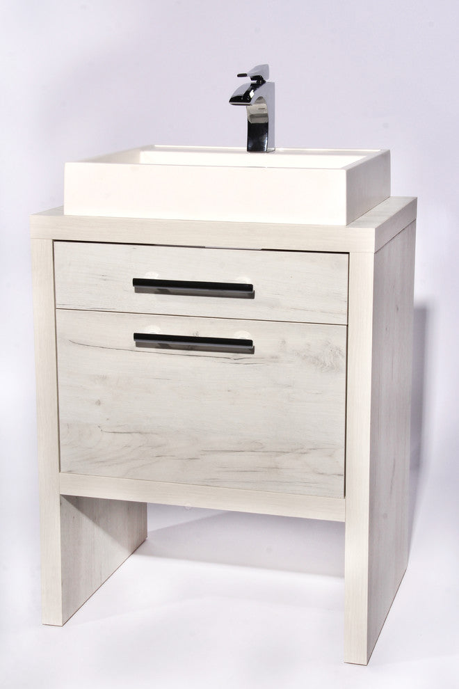 Montreal Oak Bathroom Vanity, White Natural Oak, 32", With Sink