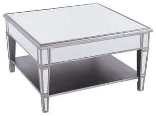 29" Silver Mirrored Glass Square Coffee Table
