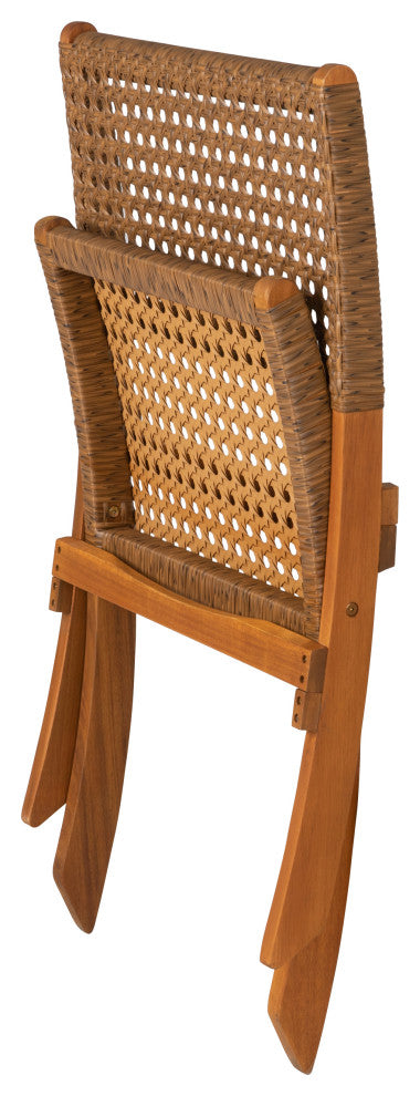 Sava Indoor-Outdoor Folding Chair in Tan Wicker