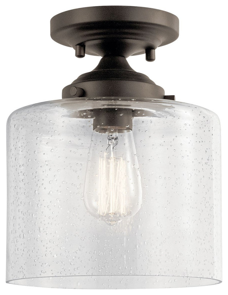 Kichler Winslow 1 Light Semi-Flush Mount, Olde Bronze