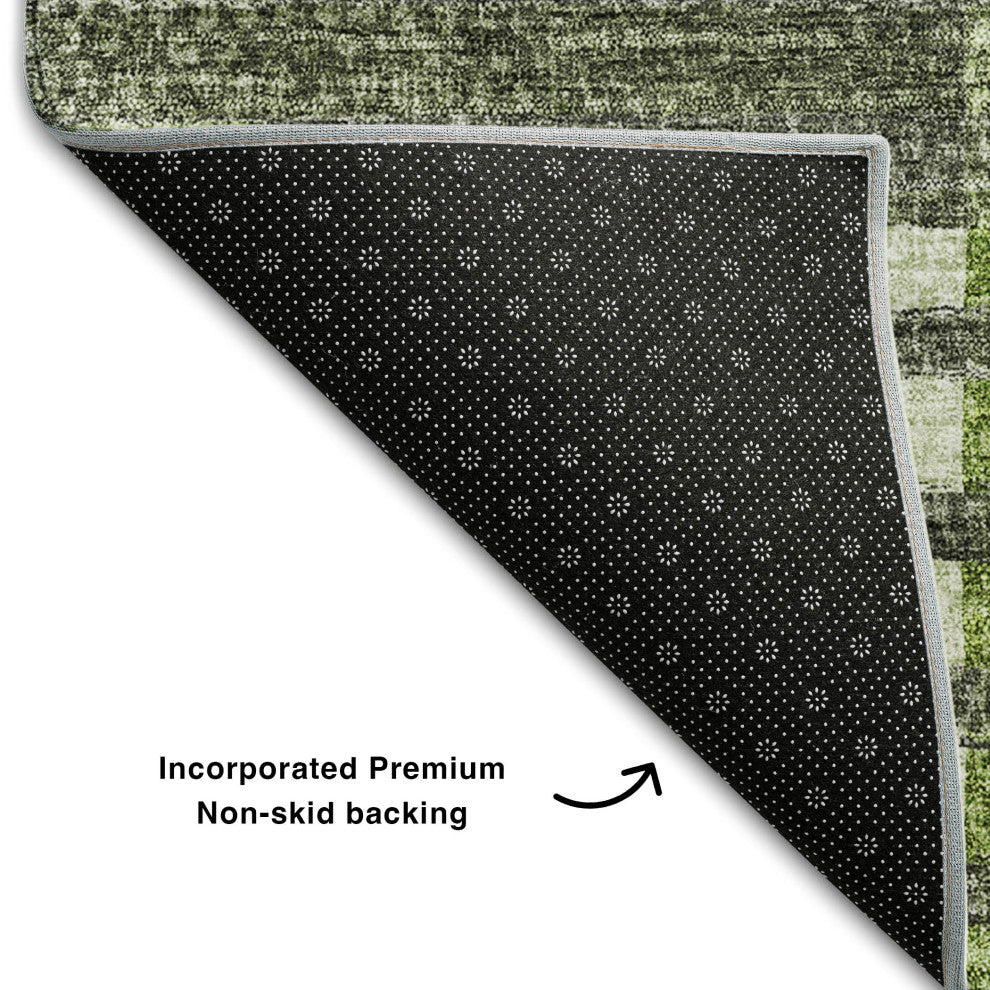 Premium Machine Washable Mayfield AMF687 Green 9' x 12' Rug