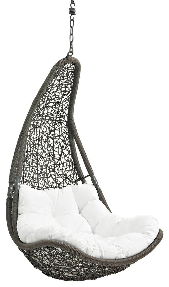 Modern Contemporary Urban Outdoor Patio Balcony Swing Chair, White, Rattan