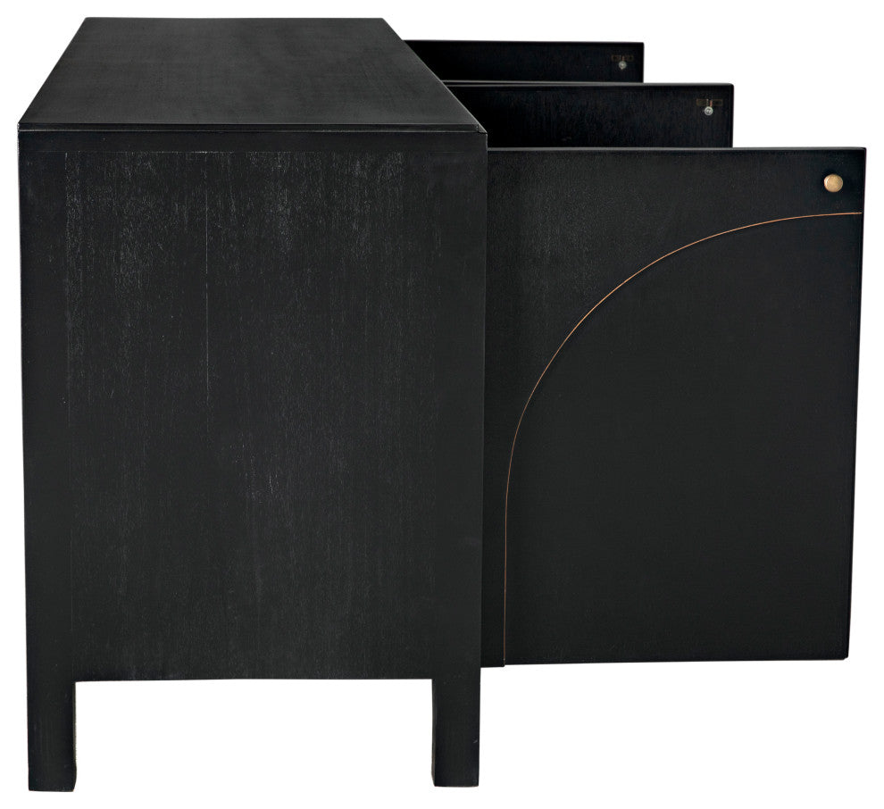 NOIR Furniture Weston Sideboard, Hand Rubbed Black With Light Brown Trim GCO
