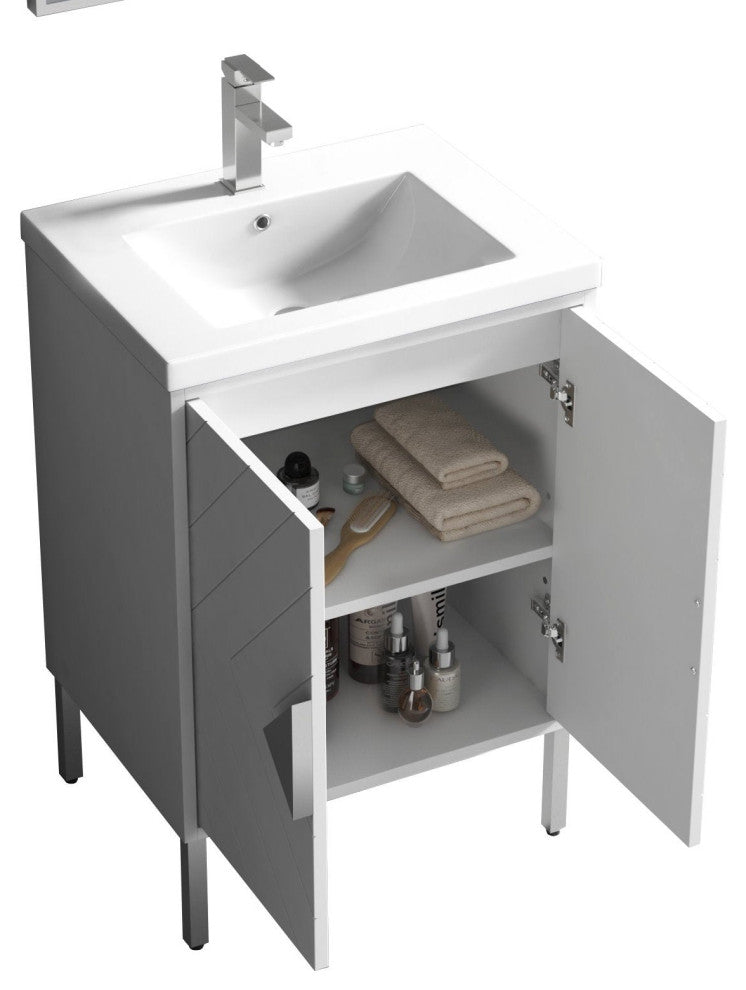 24" Tennant Brand Modern Style White Eileen Bathroom Sink Vanity
