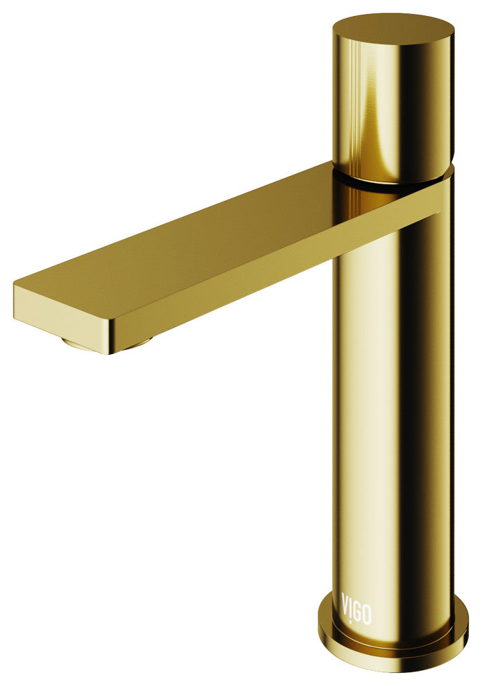VIGO Halsey 8" H Single Handle Single Hole Bathroom Faucet, Matte Brushed Gold, Without Extras