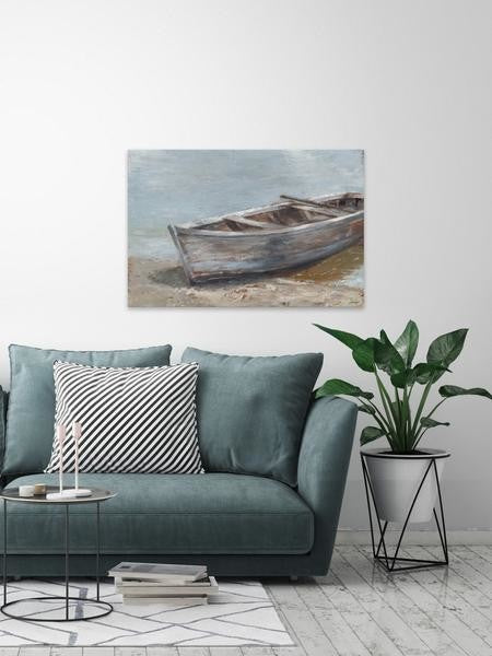 "Whitewashed Boat II" Painting Print on Wrapped Canvas, 18"x12"