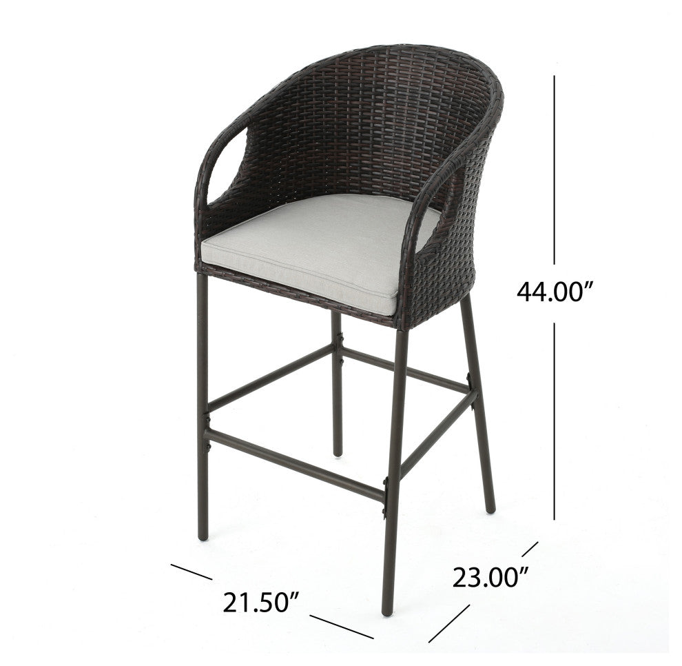 GDF Studio 5-Piece Big Rock Outdoor 41" Wicker Bar Set With Cushions