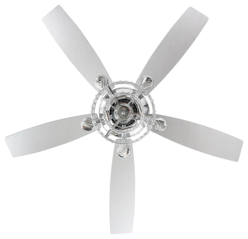 52-in Crystal Chandelier Ceiling Fan With LED Light and 5 Blades, Chrome