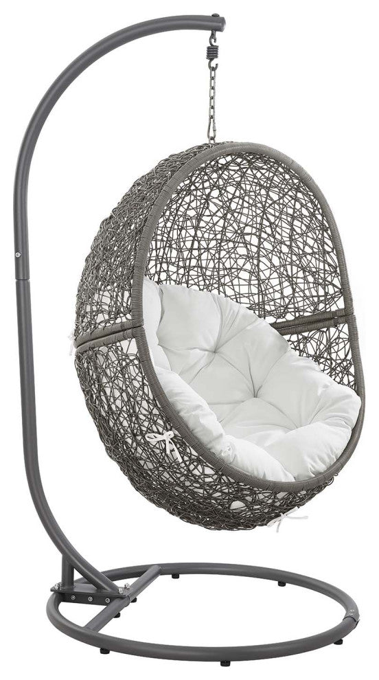 Encase Outdoor Patio Rattan Swing Chair - Gray White