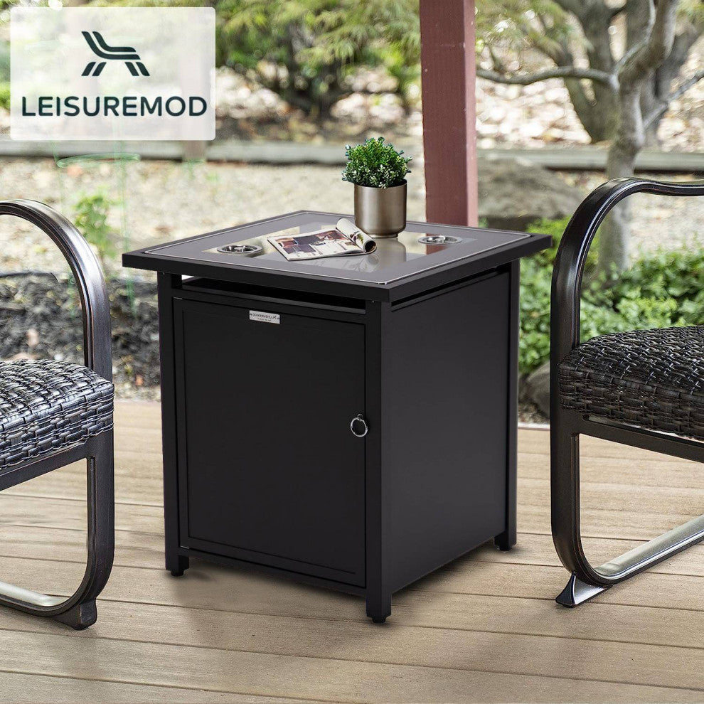 LeisureMod Walbrooke Patio Square Tank Holder, Black