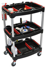 Luxor 3-Shelf Mechanics Tool Storage Cart, Red/Black