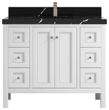 Nashville 42" Single Sink Bath Vanity, White 2" Calacatta Black