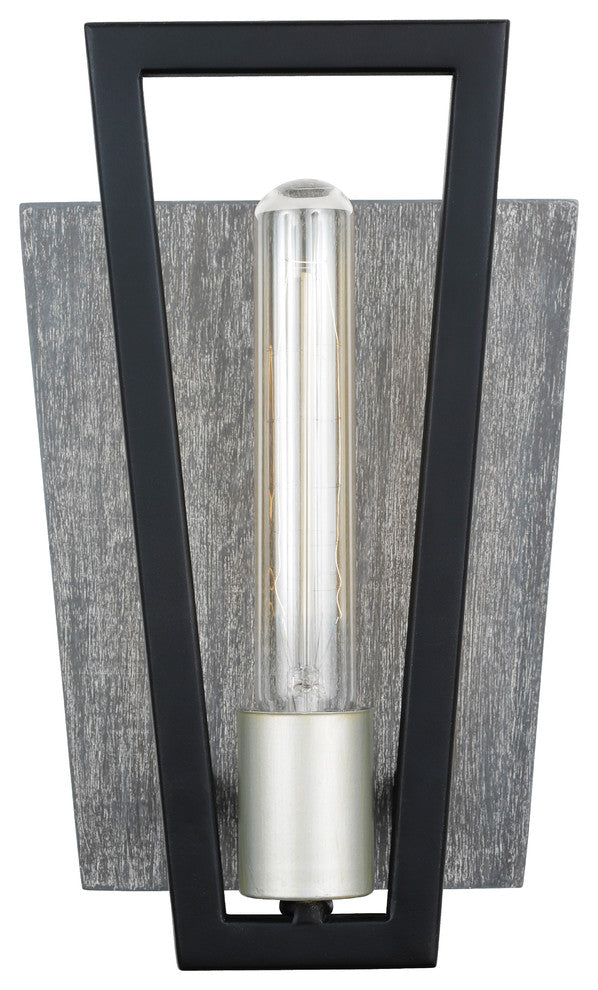 Varaluz Zag 1-Lt Sconce - Black/Grey Wood