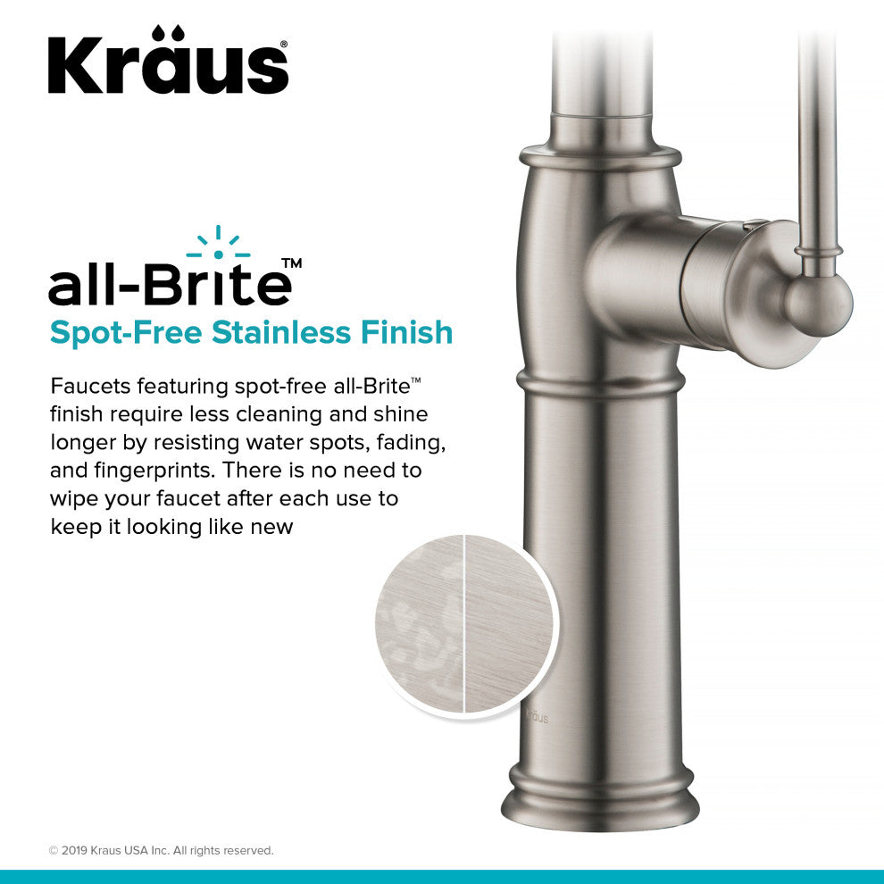 Kraus KPF-1682SFS Traditional Pulldown Kitchen Faucet In Spot Free S. Steel