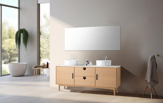 Newton Bath Vanity, Whitewash Oak, 72", Double Sink, Freestanding