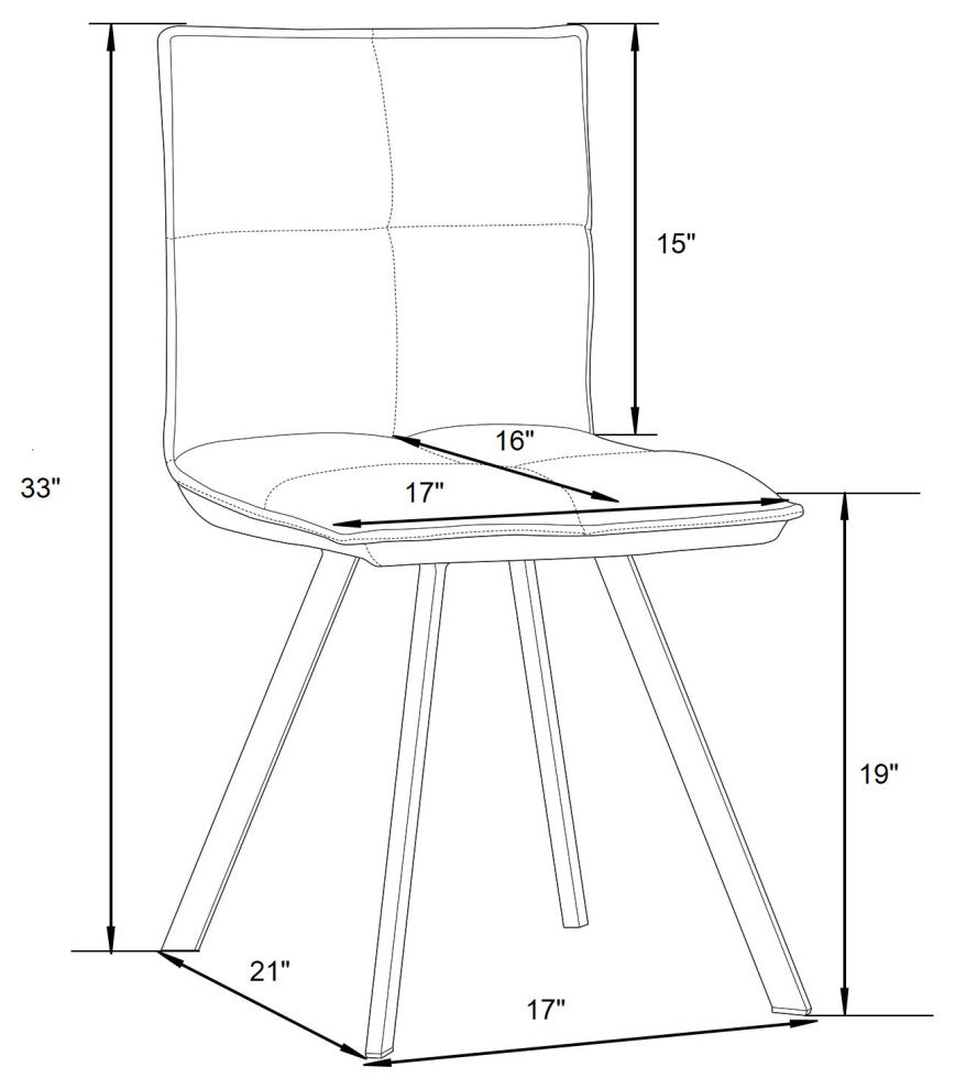 Wesley Modern Leather Dining Chair, Metal Legs Set of 2, Gray
