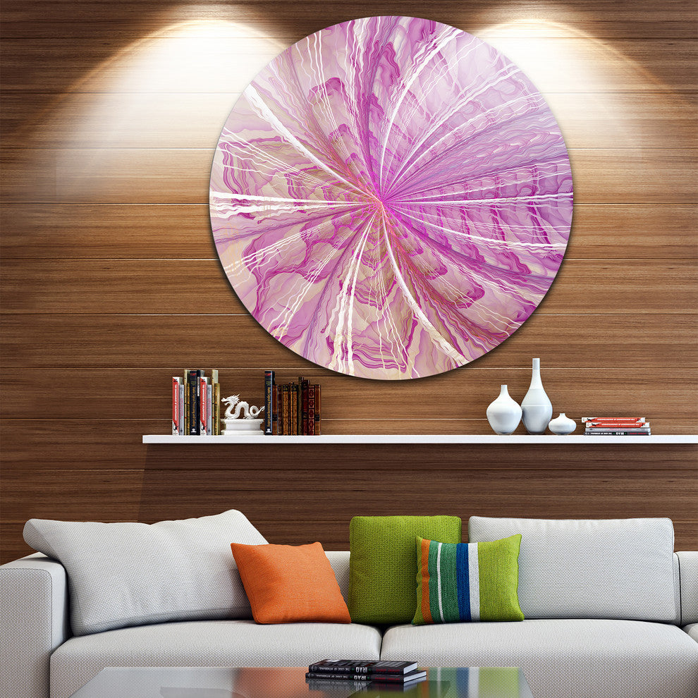 Symmetrical Light Purple Fractal Flower, Floral Round Artwork, 23"
