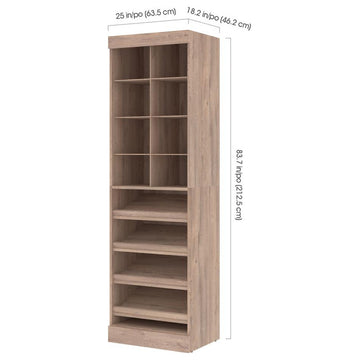Bestar Pur 25W Closet Shoe Organizer in rustic brown