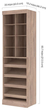 Bestar Pur 25W Closet Shoe Organizer in rustic brown