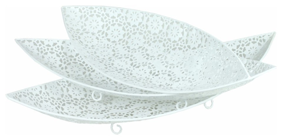 3 Piece Metal Tray, White