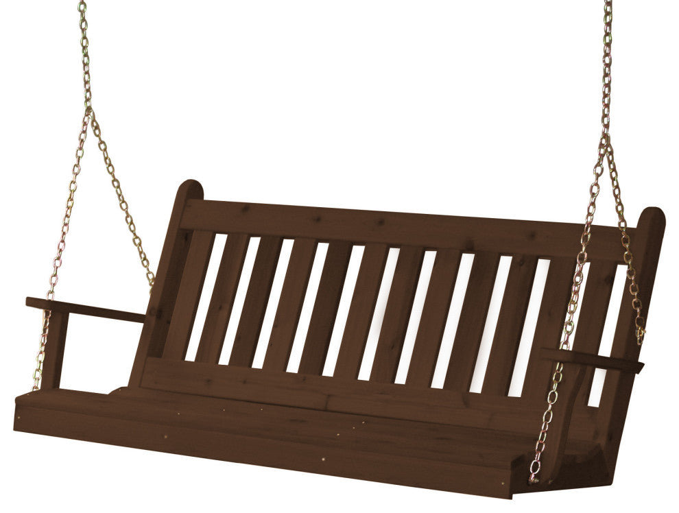 Cedar Traditional English Porch Swing, Mushroom Stain, 5 Foot