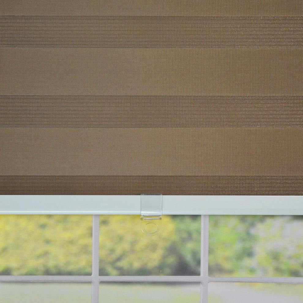 Versailles'' Cordless Zebra Slimline Privacy Shade, Camel, 31"x72"