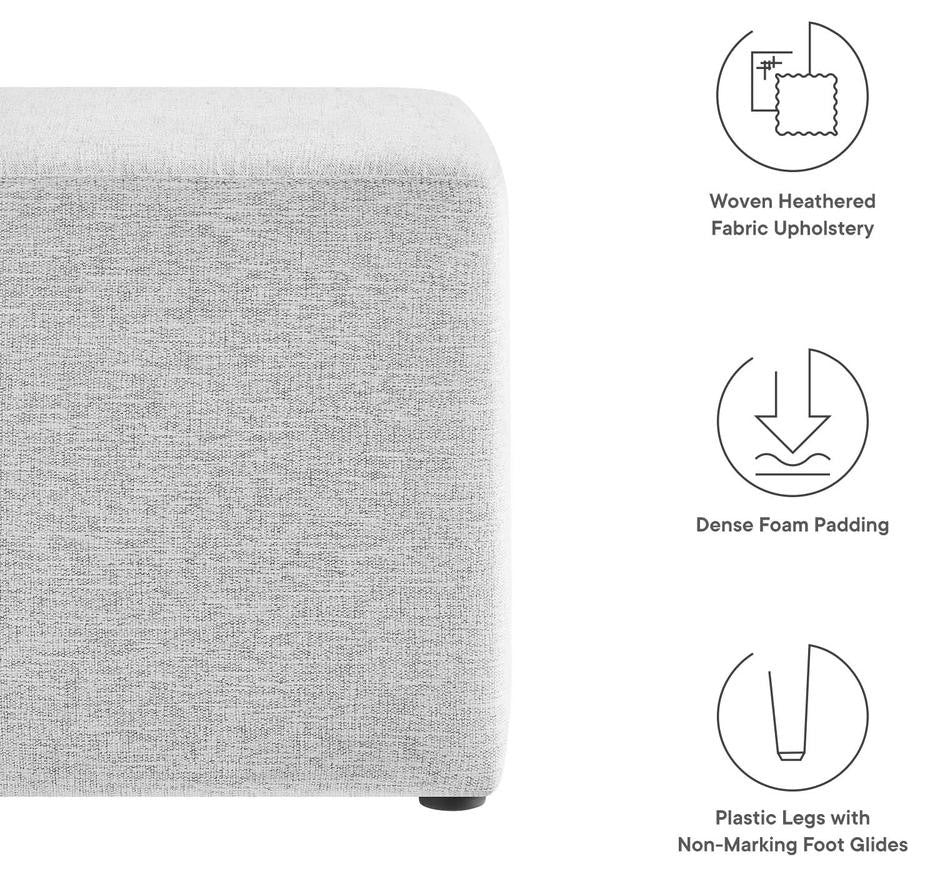 Callum 17 Square Woven Heathered Fabric Upholstered Ottoman