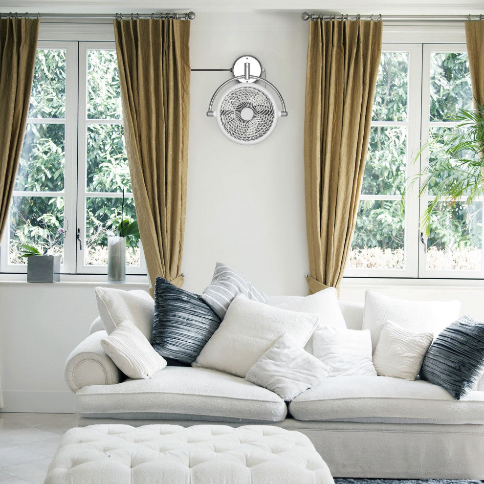 Whose Lamp 8-inch Wall Fan Walnut Finish, White