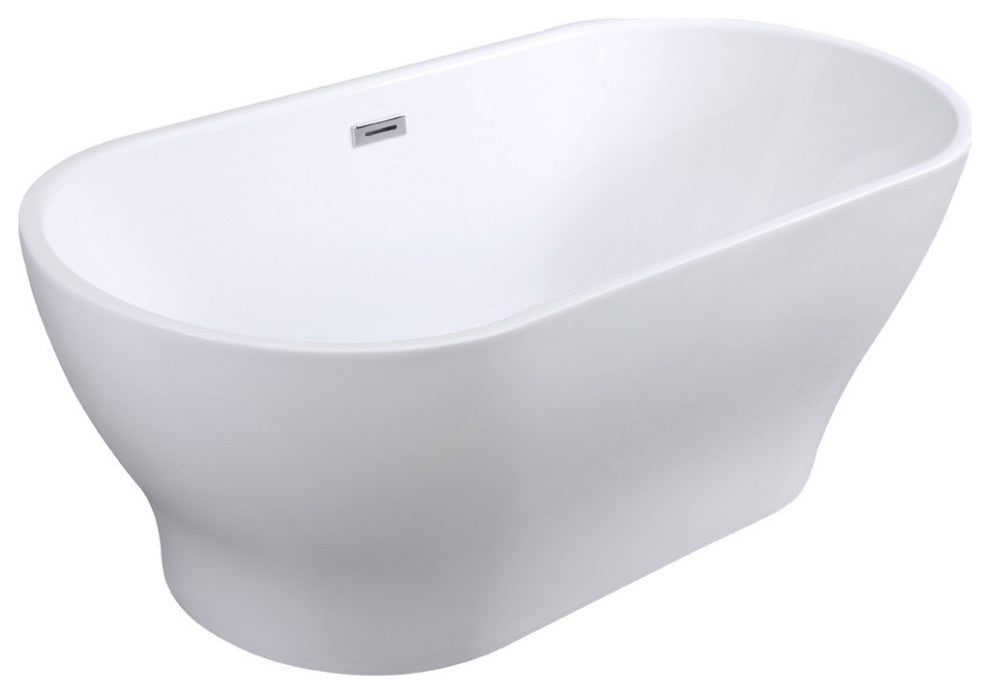 ARIEL Oxford 67" Acrylic Freestanding Bathtub Polished Chrome and Overflow Drain
