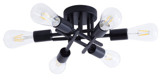Black 6-Light Unique Sputnik Semi Flush Mount Light