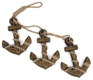 Wooden Rustic Decorative Triple Anchor Set 7'', Beach Decor, Nautical Theme